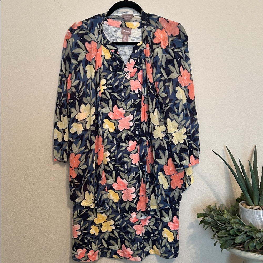 Chico's Navy Floral Dress
